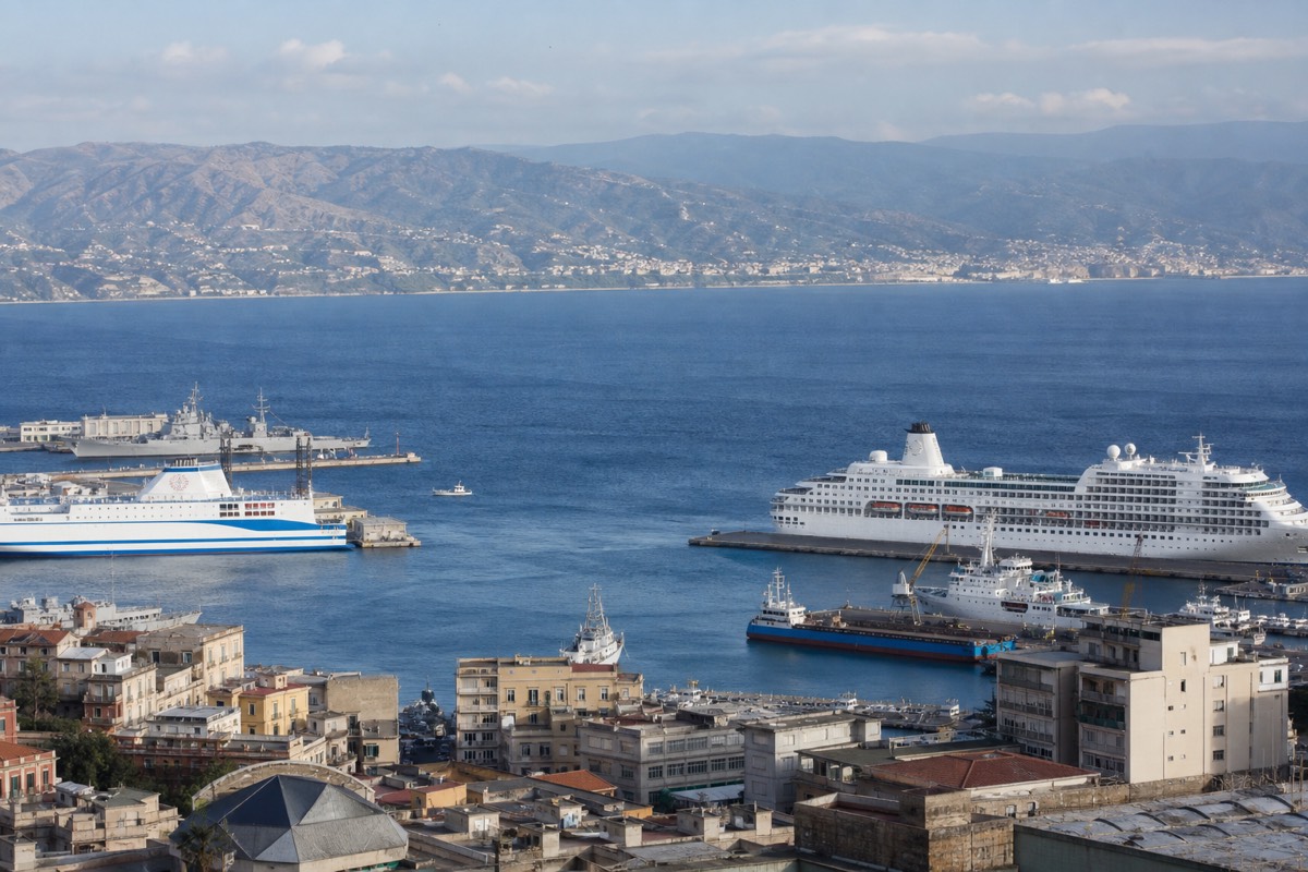 Messina cruise port on the Strait of Messina, the starting point for Mount Etna excursions from Messina cruise port