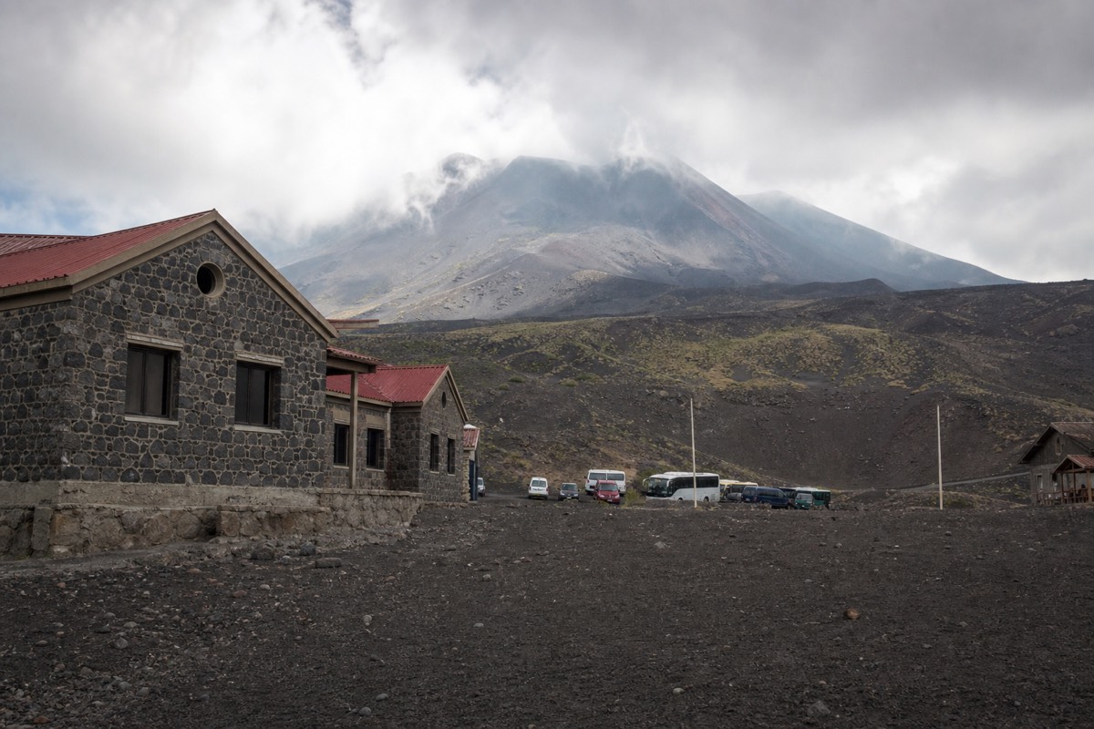 Rifugio Sapienza base station, the starting point for visiting Mount Etna independently and the lower cable car terminal