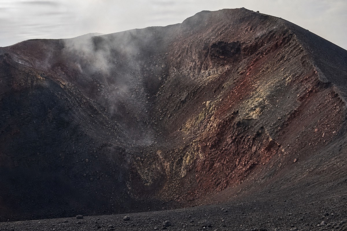 Steam rising from the southeast crater during ongoing Etna summit crater activity